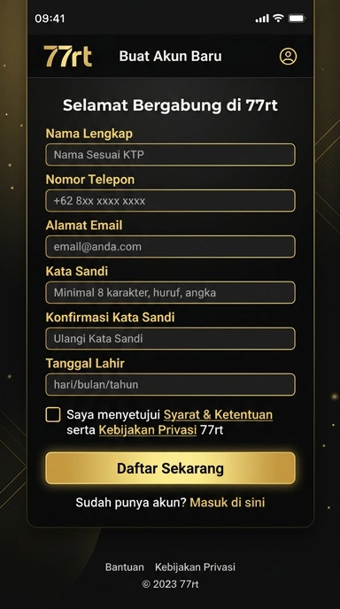 Buat Akun Baru 77rt untuk Pengguna Android